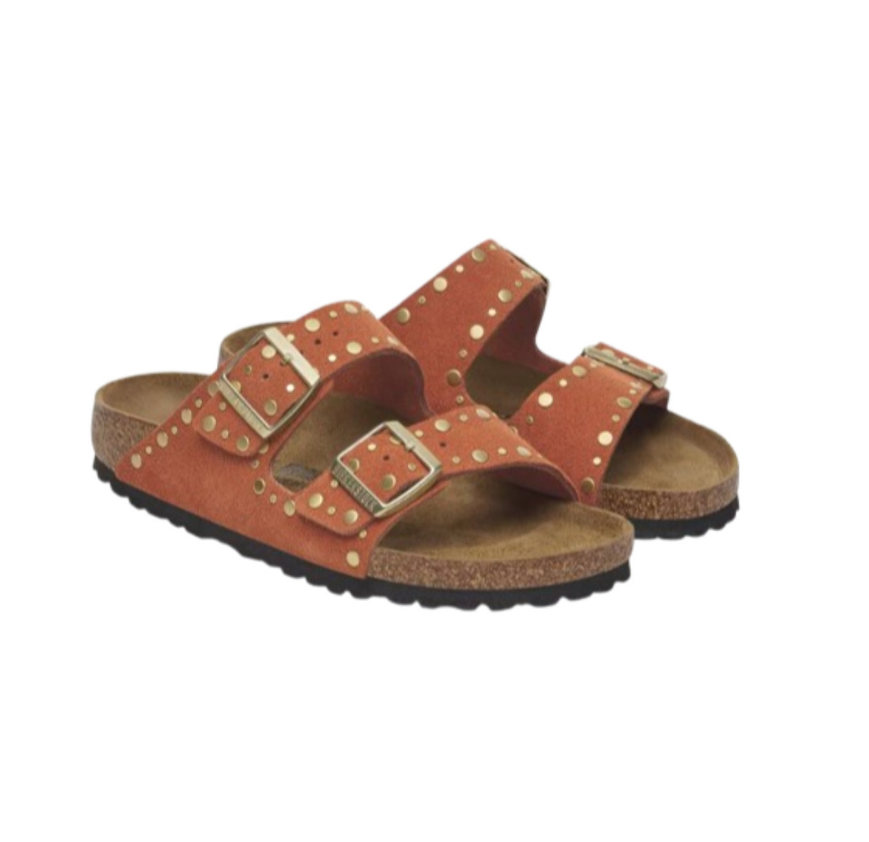 Birkenstock Arizona Rivet Leather Women's Flat Sandals in Orange Color  Regular Fit 1029501