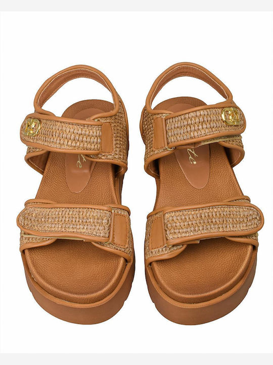 Leather Women's Flat Sandals Beige/Tan