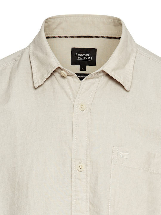 Long-sleeved Linen Shirt Beige