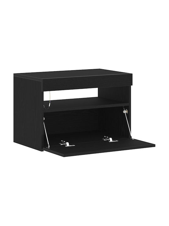Wooden Bedside Table Black Oak 60x35x40cm