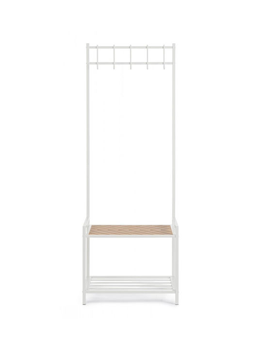 Bizzotto Floor Garment Rack made of Metal White 64.5x37.5x180cm