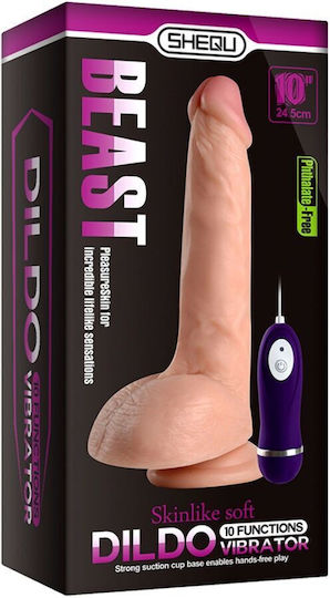 Shequ Beast Realistic Vibrator with Remote Control Flesh