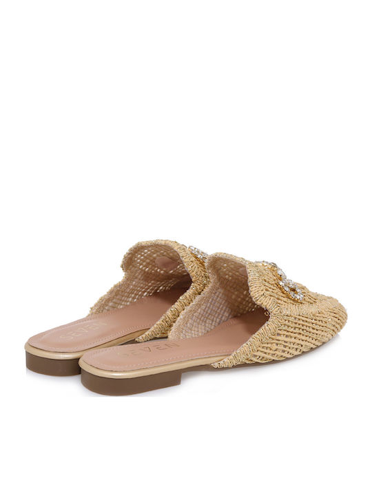Flat Mules in Beige Color