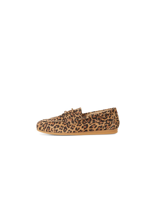 Leather Women's Loafers in Brown Color