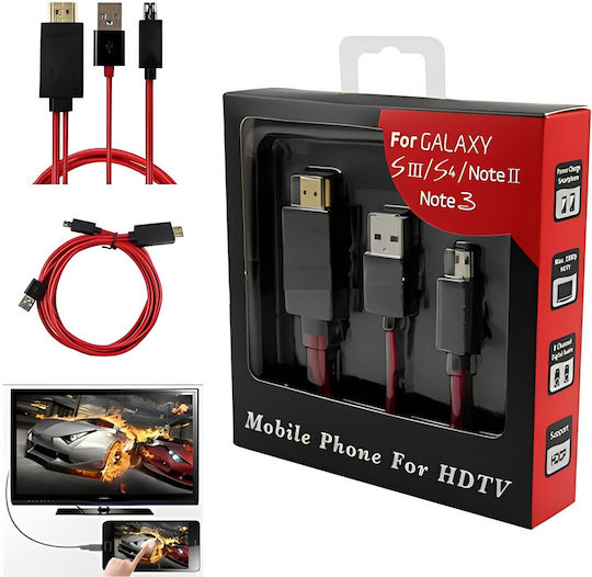 Micro USB мъжко към HDMI 1.3 MHL адаптер кабел 2м