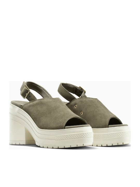 Chuck 70 De Luxe Heel Mule Mule cu Gros cu gleznă înaltă Toc în Culoare Verde