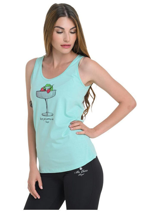 Women's Athletic Blouse Sleeveless Turquoise