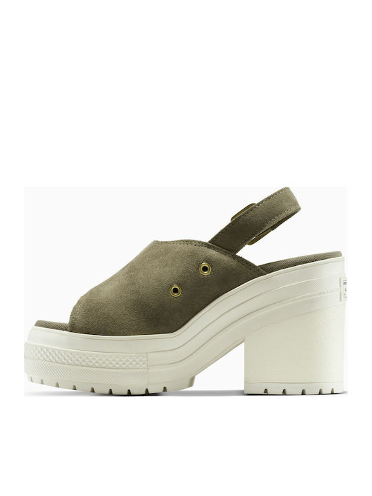 Chuck 70 De Luxe Heel Mule Mule cu Gros cu gleznă înaltă Toc în Culoare Verde