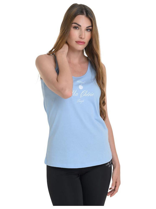 Damen Bluse Ärmellos Hellblau