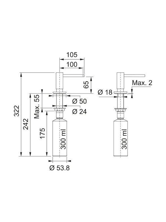 Franke Active Dispenser Κουζίνας Μεταλλικό Γκρι 300ml