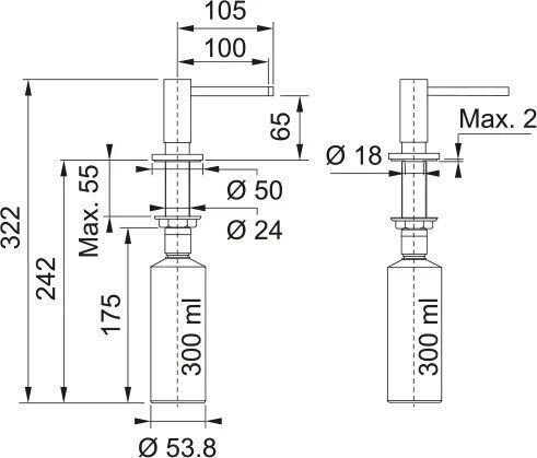 Franke Active Dispenser Κουζίνας Μεταλλικό Γκρι 300ml