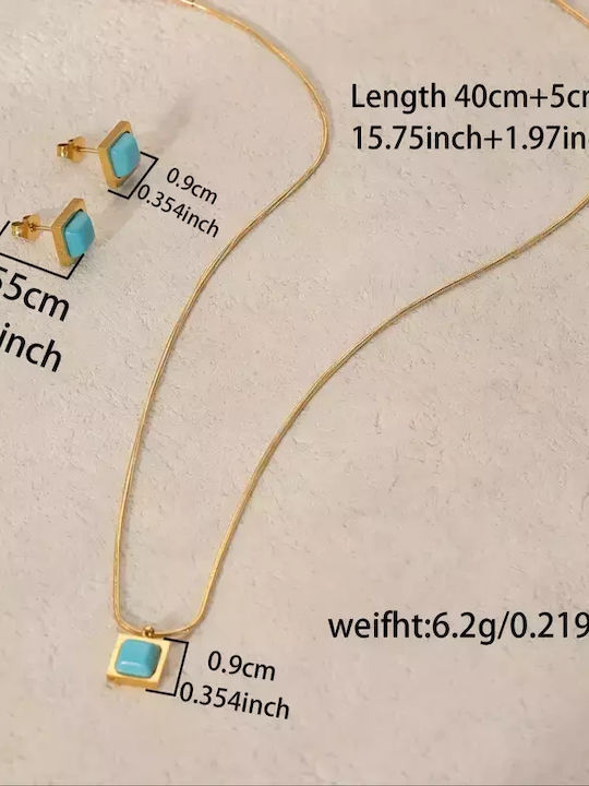 Set with Necklace & Earrings from Steel Gold Plated