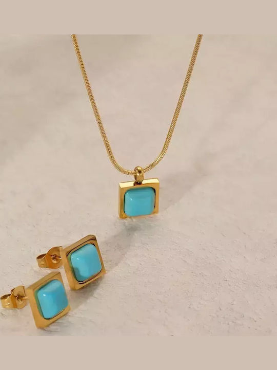 Set with Necklace & Earrings from Steel Gold Plated