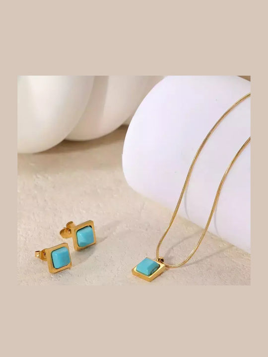 Set with Necklace & Earrings from Steel Gold Plated