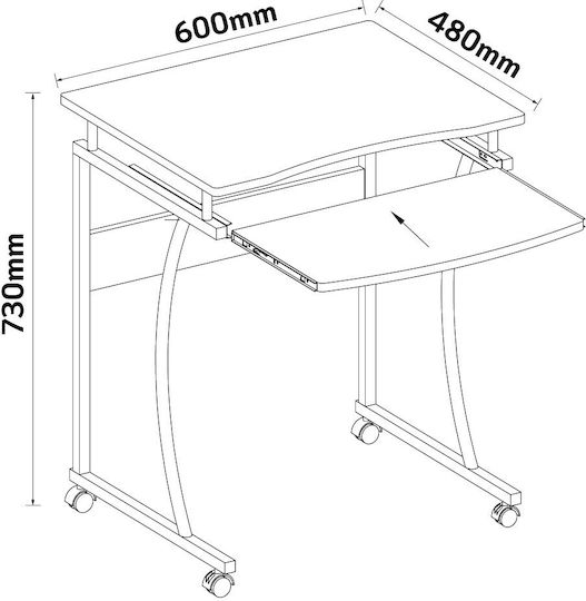Ica-tb Computer Büro Holz Schwarz mit Metallbeinen 60x48cm