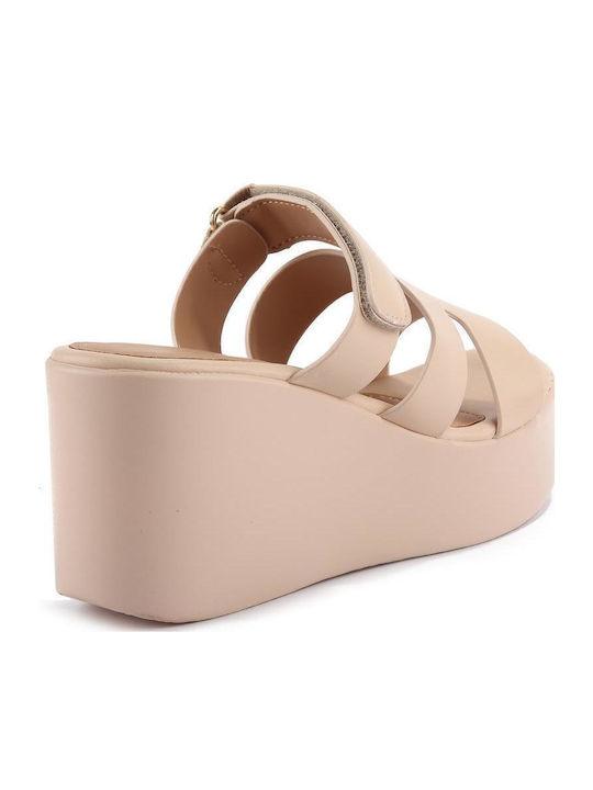 Damenplattformen Beige