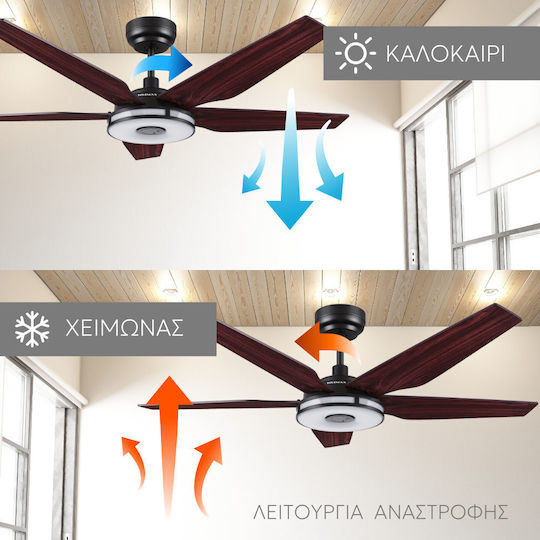 Telemax CES565SL Ceiling Fan 142cm With Light Brown / Black
