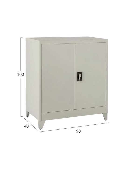 Doppelflügeliger Außenschrank Duron Metallisch mit Verriegelungsfunktion mit Trennwand & 1 Regal 90x40x100cm