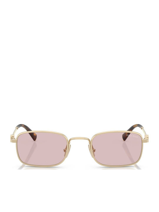 Miu Miu Unisex Γυαλιά Ηλίου με Χρυσό Μεταλλικό Σκελετό και Ροζ Φακό