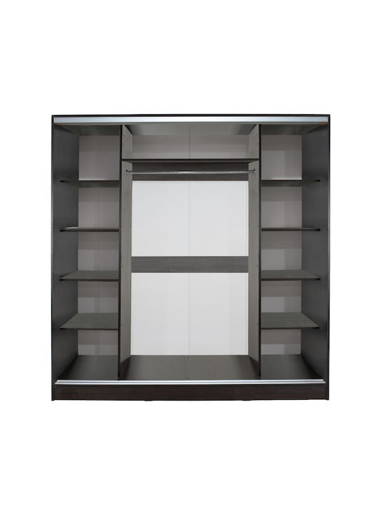 Ușă triplă Dulap de Haine Glisare ADLER cu Oglindă Wenge 200x60x210cm