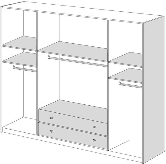 Τετράφυλλη Ντουλάπα με Πατάρι 202x60x233cm