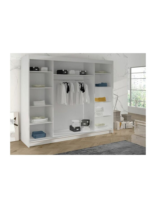 Triple Door Wardrobe Sliding Atlanta 162 with Mirror White 200x58x215cm