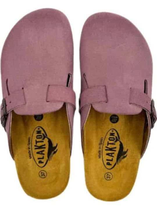 Boggie Leather Mules with Heel in Purple Color