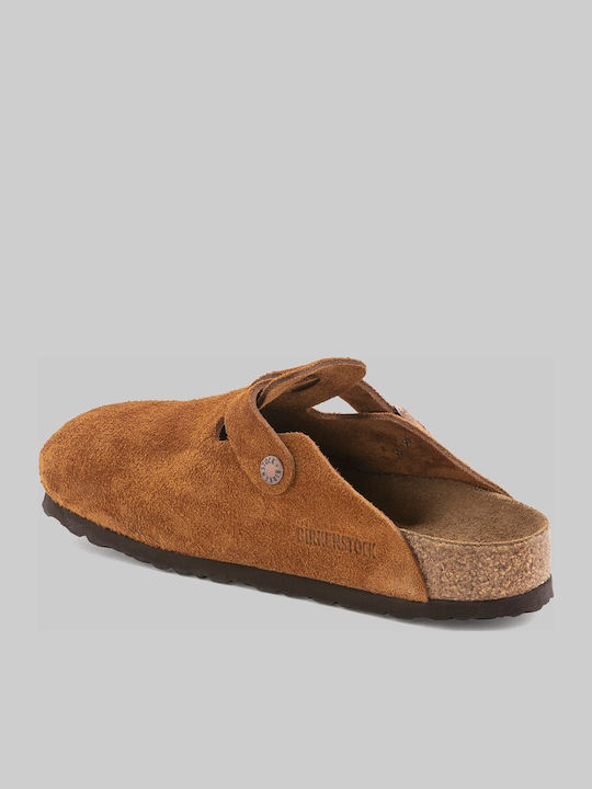 Suede Mules με Τακούνι σε Καφέ Χρώμα