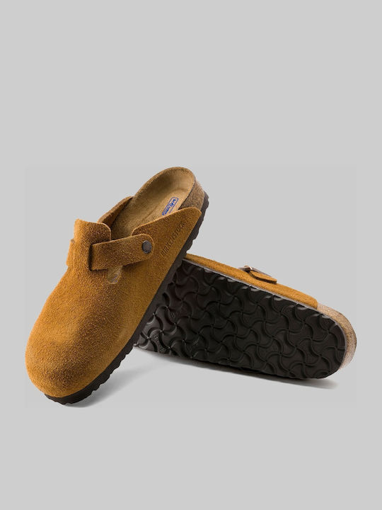 Suede Mules με Τακούνι σε Καφέ Χρώμα
