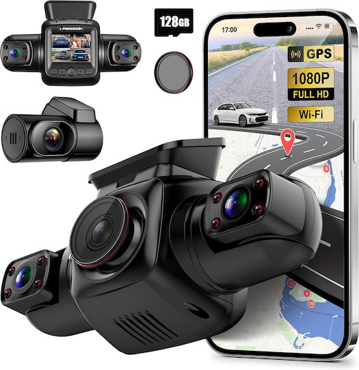 Pruveo D90 Mini FHD 4-Kanal Dashcam WLAN Nachtsicht 150° 3" LCD-Bildschirm GPS Spezielle App G-Sensor Parküberwachung
