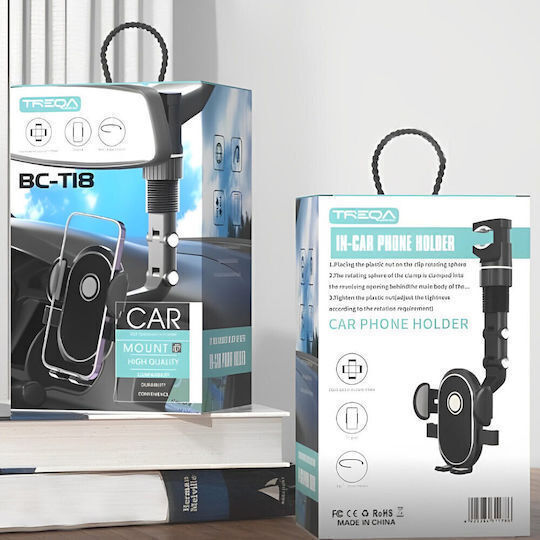 Car Mobile Mount with Adjustable Hooks Black