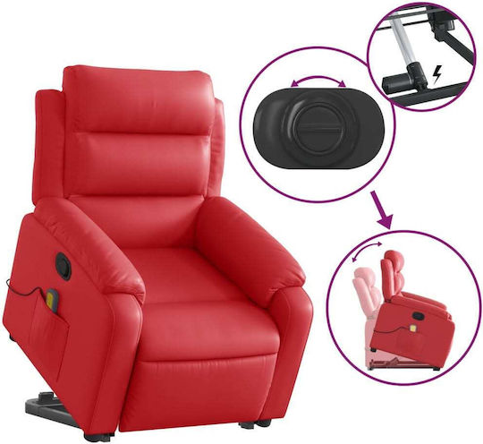 Relaxsessel Friseurwaschbecken mit Fußhocker aus Kunstleder Red 75x92.5x100cm