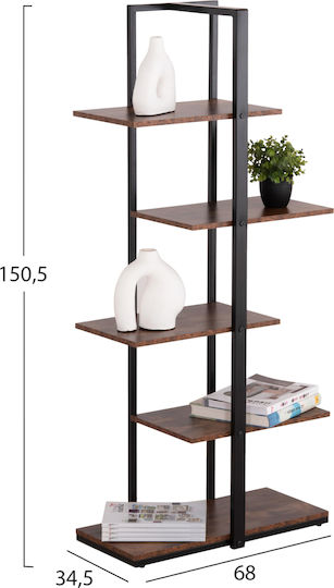Omni Bookcase Black / Walnut 80x34x151cm