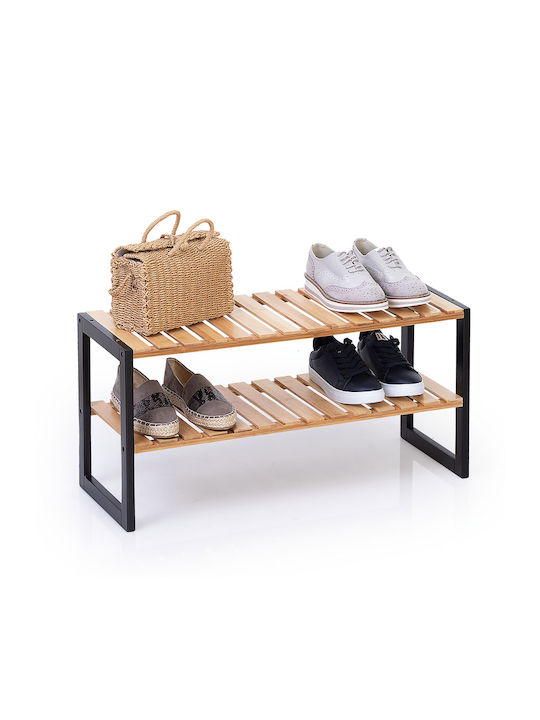 Schuhschrank aus Bambus F-V Bamboo mit 2 Regalen Beige L70xW26xH34.5cm