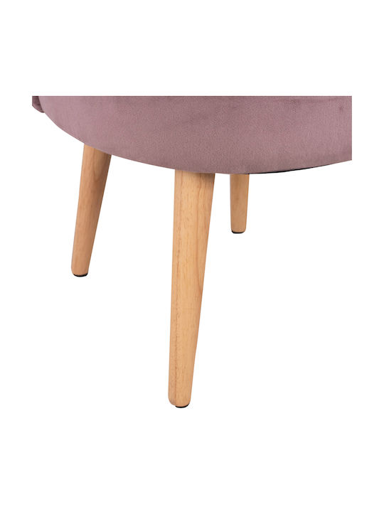 Stool For Living Room with Backrest Upholstered with Velvet Yasmine Pink 47x43x63.5cm