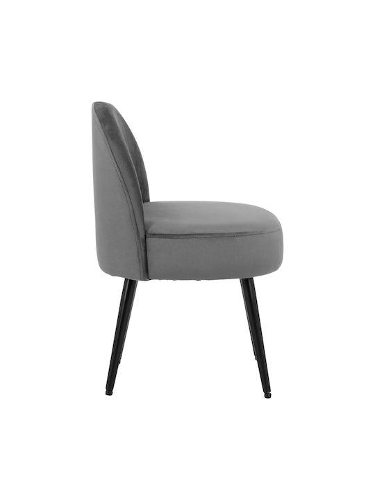 Stool For Living Room with Backrest Upholstered with Velvet Yasmine Gray 47x43x63.5cm