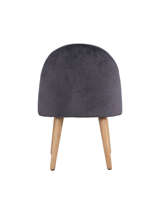 Stool For Living Room with Backrest Upholstered with Velvet Yasmine Gray 47x43x63.5cm