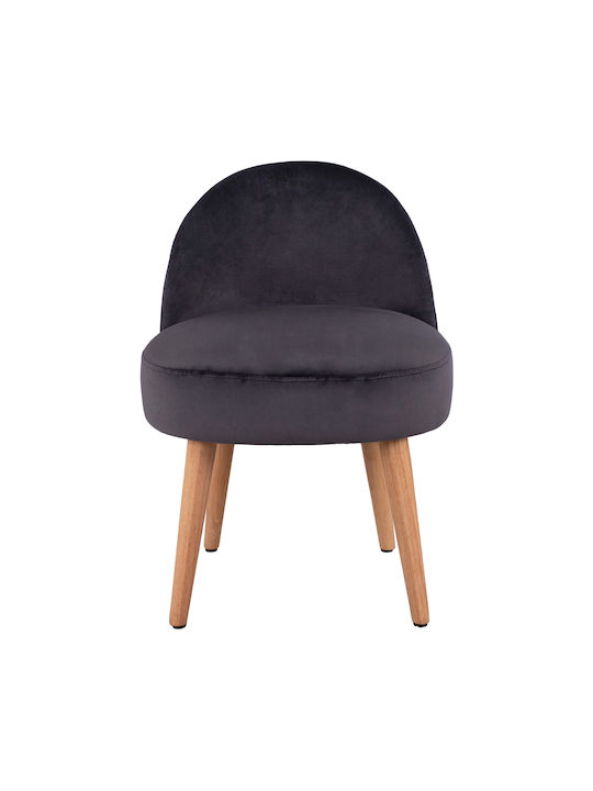 Stool For Living Room with Backrest Upholstered with Velvet Yasmine Gray 47x43x63.5cm