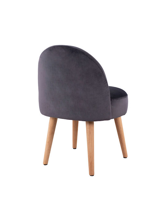 Stool For Living Room with Backrest Upholstered with Velvet Yasmine Gray 47x43x63.5cm