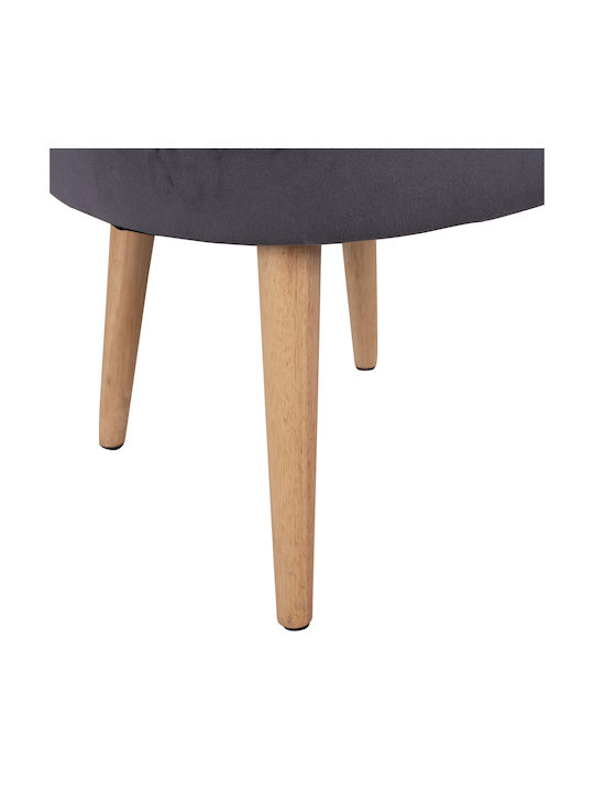Stool For Living Room with Backrest Upholstered with Velvet Yasmine Gray 47x43x63.5cm
