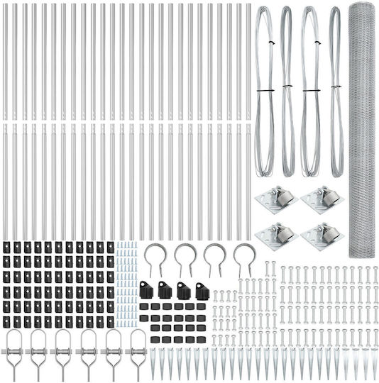 vidaXL vidaXL Drahtzaun Stacheldraht Verzinkt Set Grau 1,5x50m