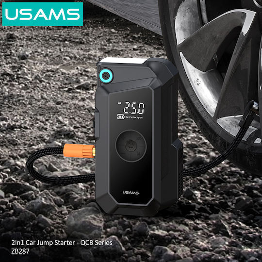 Usams ZB287 Portable Car and Motorcycle Battery Jump Starter 8000mAh with Power Bank USB Pump Flashlight 12V
