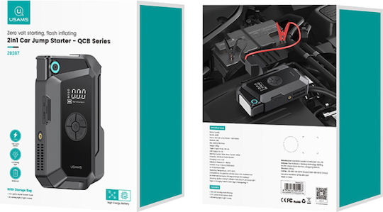 Usams ZB287 Portable Car and Motorcycle Battery Jump Starter 8000mAh with Power Bank USB Pump Flashlight 12V