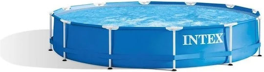 Piscină Rotundă Cu Cadru Metalic 366x76cm Albastră