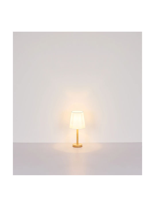 Globo Lighting Wood Table Lamp with White Shade and Base