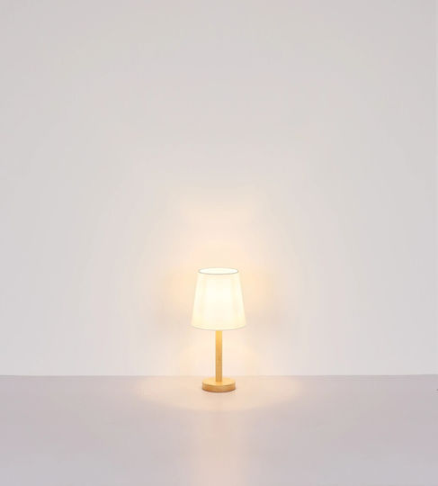 Globo Lighting Wooden Table Lamp for E14 Socket with White Shade and Base