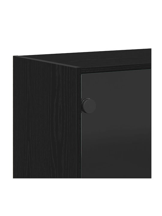 Floor-standing Living Room Display Cabinet made of Particleboard with Glass Black Oak 102x37x75.5cm