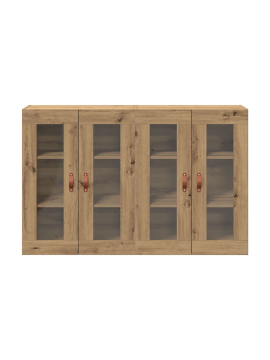 Wand Wohnzimmer Vitrine aus Massivholz mit Glas Walnut 69.5x34x90cm