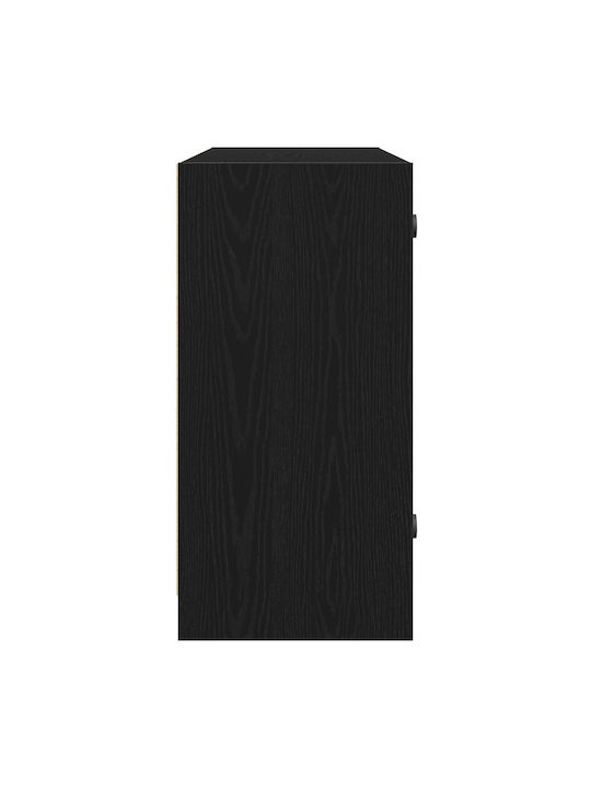 Floor-standing Living Room Display Cabinet made of Particleboard with Glass Black Oak 102x37x75.5cm
