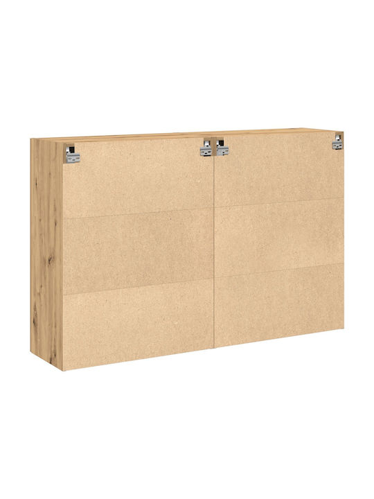 Wand Wohnzimmer Vitrine aus Massivholz mit Glas Walnut 69.5x34x90cm